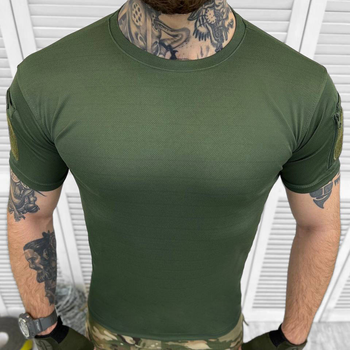 Мужская футболка Single Sword CoolPass приталенного кроя с липучками под шевроны хаки размер M