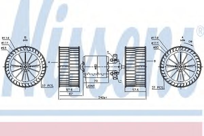 Вентилятор обігрівача MERCEDES ACTROS MP1 96- OM 541.920/308 9 вир-во Nissens Nissens (87192)