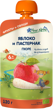 Фруктово-овочеве органічне пюре Fleur Alpine Яблуко і Пастернак 120 г (5024688001062)