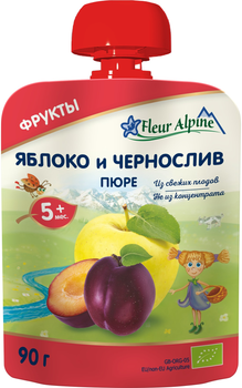 Фруктове органічне пюре Fleur Alpine Яблуко і Чорнослив 90 г (5024688001048)