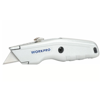 Нож строительный с выдвижным трапециевидным лезвием WORKPRO W013027
