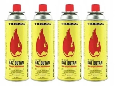 Газовый баллон Tiross для горелки цанговый туристический 400ml Комплект 4 шт (4 баллона)