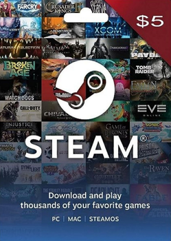 Код активації Steam Gift Card (Стім) на 5 USD US-регіон