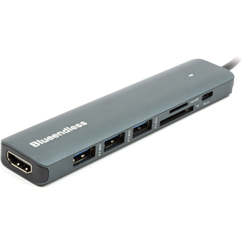 Адаптер USB Type-C to HDMI, 3x USB Type-A, SD, TF, USB Type-C PD100W PowerPlant (CA913848)