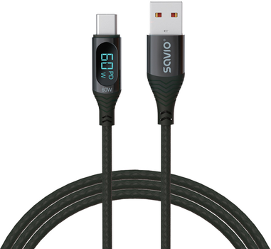 Кабель Savio CL-172 USB - USB Type-C з дисплеєм 1 м (SAVKABELCL-172)