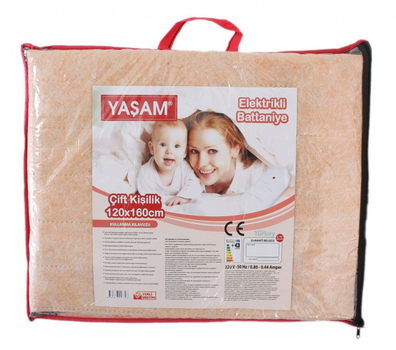 Электропростынь полуторная 120Х160 см Yasam Персиковый Турция