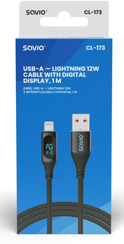 Кабель Savio CL-173 USB - Lightning з дисплеєм 1 м (SAVKABELCL-173)