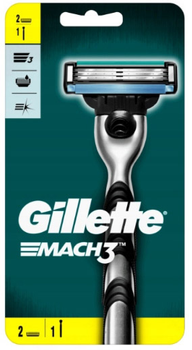 Станок для гоління чоловічий Gillette Mach3 c 2 змінними картриджами (7702018020676)