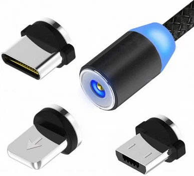 Магнитная зарядка кабель USB 3 в 1 X-Cable TP для Android, Iphone, Type C Magnetic USB Cable 1м Black