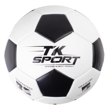 Футбольний м'яч 5 розмір TK Sport 420 г PU Білий з чорним