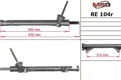 Рулевая рейка без ГУР Mercedes-Benz Citan, Renault Kangoo, Renault Megane MSG (RE104R)