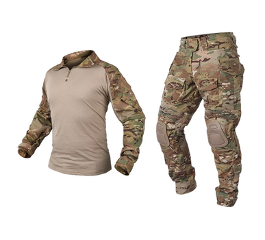 Комплект тактический демисезонный IdoGear G3 штаны ACP + рубашка UBACS + наколенники + налокотники размер S Мультикам