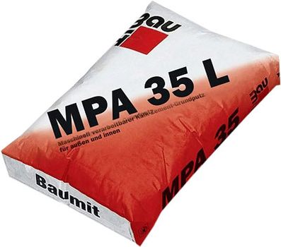 Штукатурка цементно-известковая с перлитом Baumit MPA 35 L 25 кг (93319)