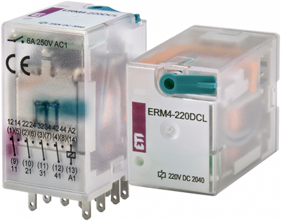Проміжне реле 6А 4к 220V DC ERM4 з індикатором [2473023] ERM4-220DCL ETI