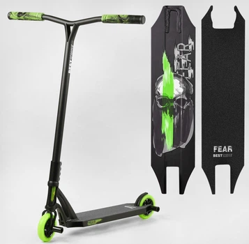 Самокат трюковой Best Scooter SCS-система пеги алюминиевый диск и дека Черно-зеленый (MT-60611)