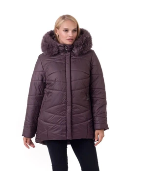 Зимний пуховик женский большого размера UF-fashion LRD-162 песец 54 шоколад