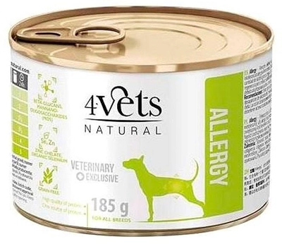 Вологий корм для собак 4vets Natural - Allergy Lamb Dog 185 г (VET4VEKMP0001)
