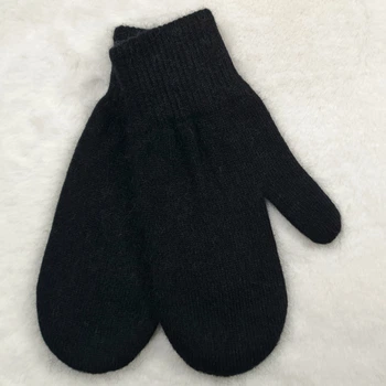 Варежки женские зимние M&JJ (ангора+вискоза+шерсть+ПА) One Size Черный 4096