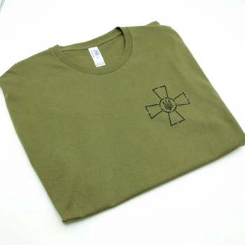 Чоловіча футболка з Гербом ЗСУ (S), футболка з бавовни, армійська футболка хакі ЗСУ