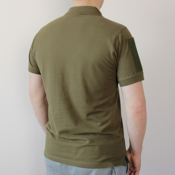 Футболка Олива/Хакі котон (розмір XXL), футболка поло з липучками, армійська сорочка під шеврони