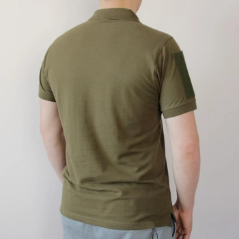 Якісна футболка Олива/Хакі котон, футболка поло з липучками (розмір L), армійська сорочка під шеврони