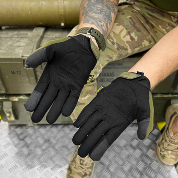 Плотные сенсорные Перчатки Mechanix M-pact с резиновыми вставками олива размер XL