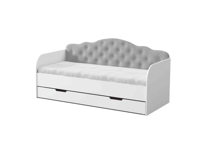 Кровать односпальная Sofia Light Grey Viorina-Deko с выдвижным ящиком 80х190 см (без бортика/без матраса) Светло-серый