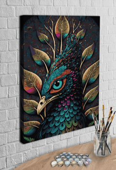 Картина по номерам с красками металлик Павлин (АМ-0551) 40*50 см