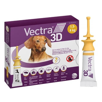Краплі на холку Ceva VECTRA 3D (Вектра 3D) від зовнішніх паразитів для собак від 1,5 до 4 кг – 3 піпетки