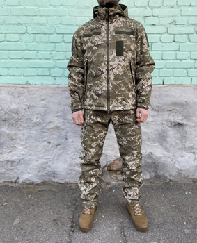 Военный пиксельный костюм тактический камуфляжная форма для ВСУ софтшел демисезон пиксель 44-46 (194317)