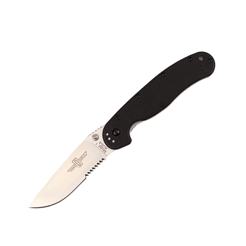 Ніж складний Ontario Knife Company RAT I Folder Satin Serrated True Black (O8849)