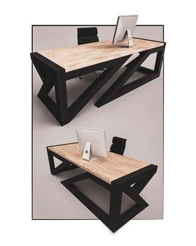 Дизайнерський Письмовий комп'ютерний стіл Loft Design 200x60x75h Чорний/Дерево ATL484