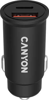 Ładowarka samochodowa Canyon C-20-03 PD 30W QC 3.0 18W USB-C USB-A czarna (CNS-CCA20B03)