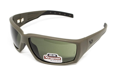 Захисні окуляри Venture Gear Tactical OverWatch Green (forest grey) Anti-Fog, чорно-зелені в зеленій оправі