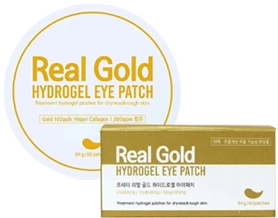 Гидрогелевые патчи для зоны вокруг глаз Prreti Real gold Hydrogel eye Patch с золотом 60 шт (8809738321935)