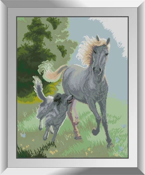 Алмазна мозаїка "Кінь і собака" Dream Art в коробці 31260