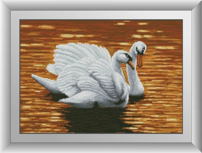 Алмазна мозаїка "Вечір на озері (лебеді)" Dream Art в коробці 30668