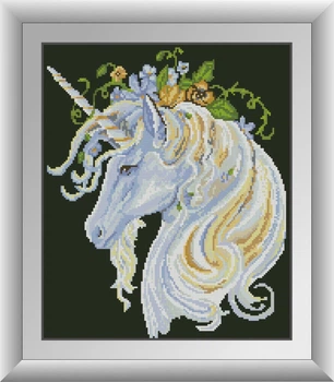 Алмазна мозаїка "Єдиноріг в квітах" Dream Art в коробці 30415