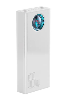 Павербанк Baseus Amblight Digital Display Quick Charge (PPLG-A02), 30000 mAh, 65W, (в комплекті - кабель Type-C - Type-C), White