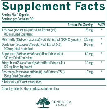 Підтримка печінки, Liv Complex, Genestra Brands, 90 вегетаріанських капсул (GEN-13430)