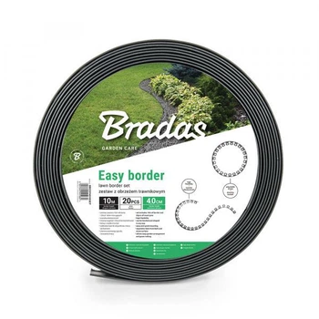 Бордюр газонный 40мм х 10м с комплектом кольев EASY BORDER графит Bradas