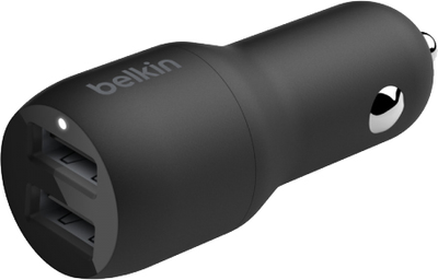 Автомобільний зарядний пристрій Belkin Dual USB-A, 12 Вт X2 Black (CCB001BTBK)