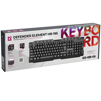 Клавиатура беспроводная DEFENDER Element HB-195 |UKR/RU/EN| Черный