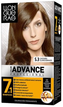 Farba kremowa z utleniaczem do włosów Llongueras Color Advance Hair Colour 5.3 Brown Light Gold 125 ml (8410825420532)