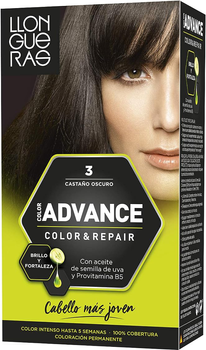Farba kremowa z utleniaczem do włosów Llongueras Color Advance Hair Colour 3 Dark Brown 125 ml (8410825420037)