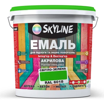 Эмаль для пола акрил-полиуретановая SkyLine Светло-зеленый RAL 6018 5 л