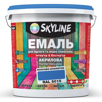 Эмаль для пола акрил-полиуретановая SkyLine Ярко-голубой RAL 5015 10 л