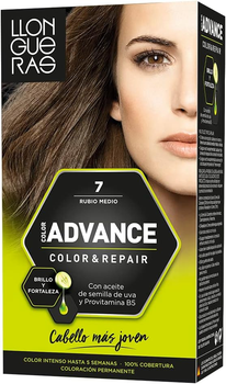 Farba kremowa z utleniaczem do włosów Llongueras Color Advance Hair Colour 7 Medium Blond 125 ml (8410825420075)