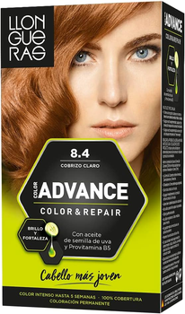 Farba kremowa z utleniaczem do włosów Llongueras Color Advance Hair Colour 8.4 Light Copper 125 ml (8410825420846)