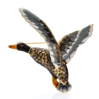 Брошь унисекс BROCHE бижутерия Птицы Утка серая BRBF113351